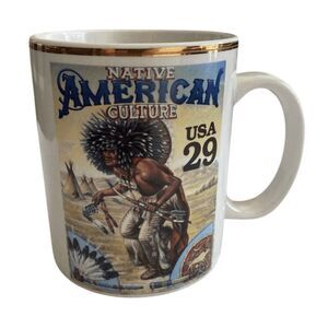Vintage Heartland 1994 US Postal Stamp‎ Native American Culture Mug Cup